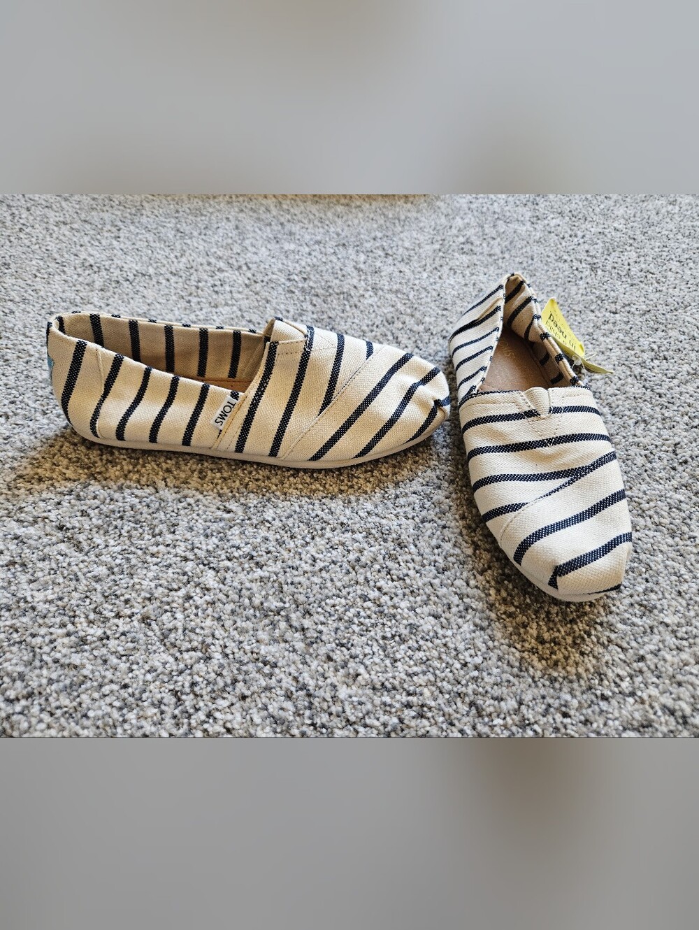TOMS Striped Slip-On Shoes - Cream and Navy